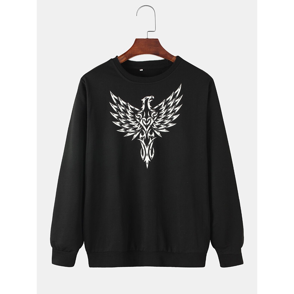 Mens Design Graphics Black Pullover Long Sleeve Sweatshirts - XL Black