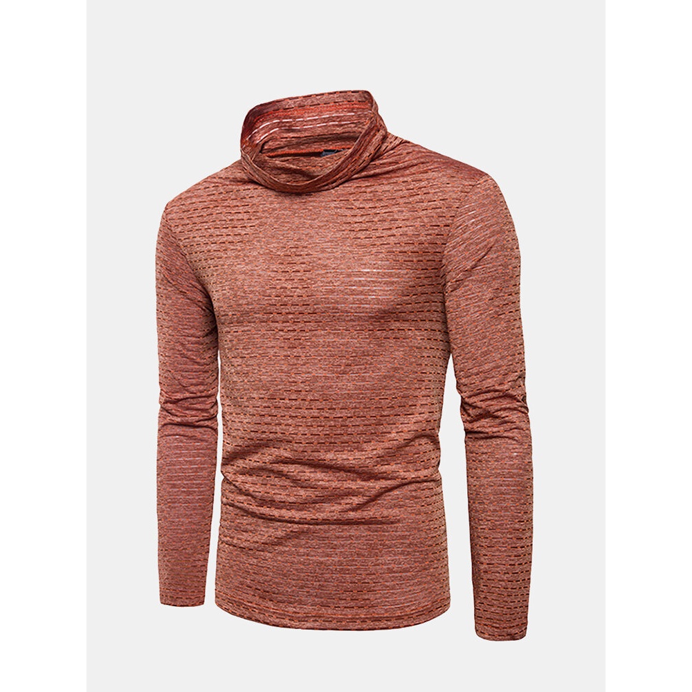 Men's Vintage Slim Fit Long Sleeve Casual T-shirts - M Orange