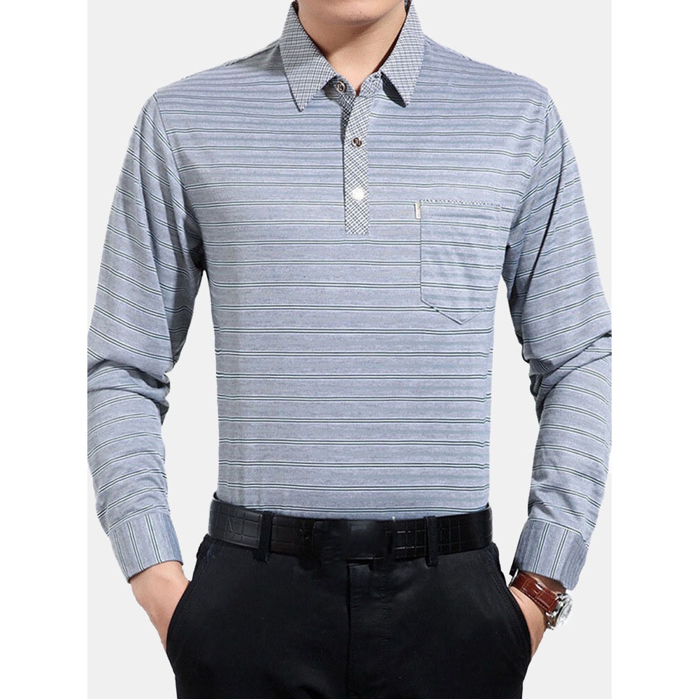 Men's Casual Striped Printing Shirts - M Red