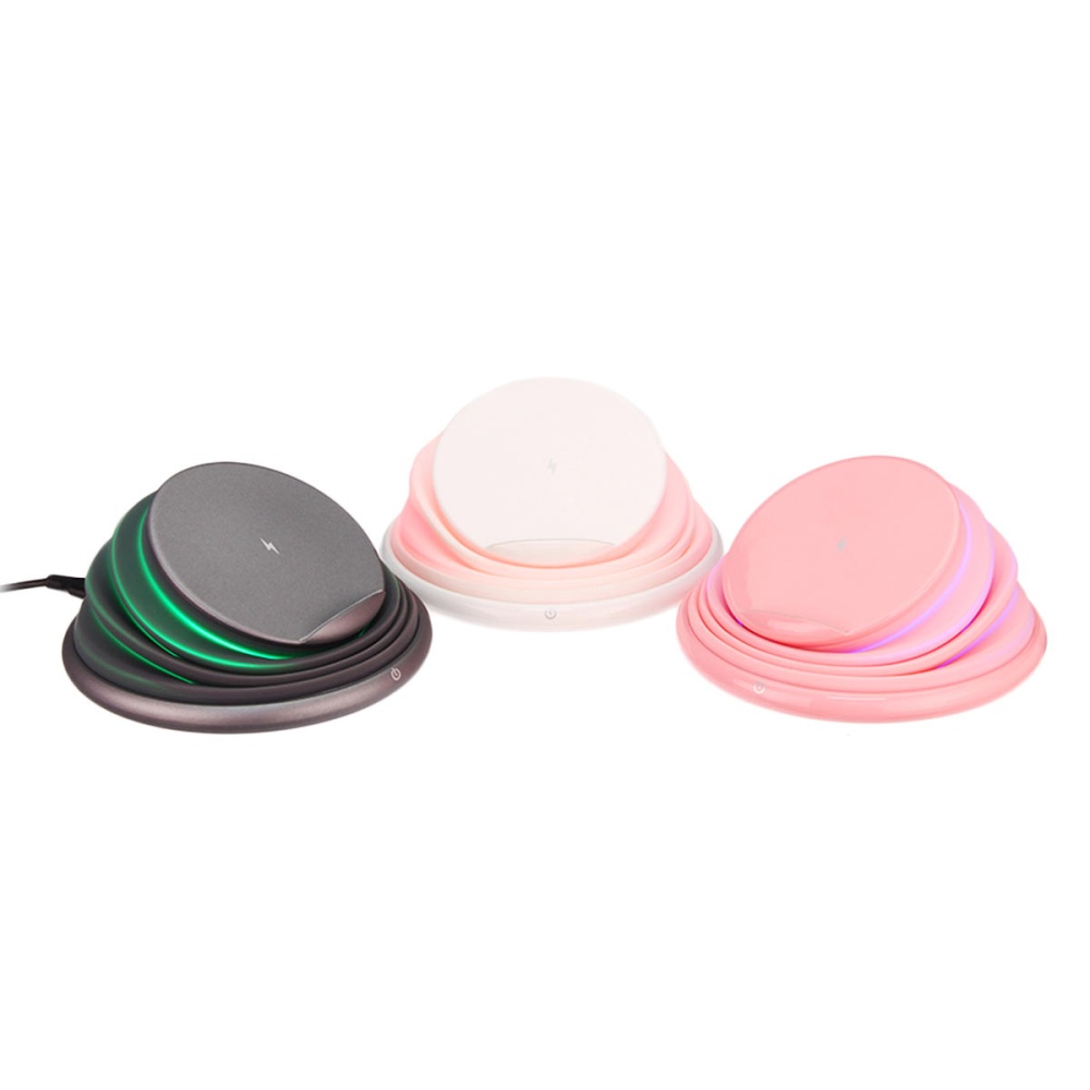 10W 9V Wireless Qi Fast Charger Night Light Phone Charging Pad For Samsung S8 S9 Note 8 - Pink - Image 2