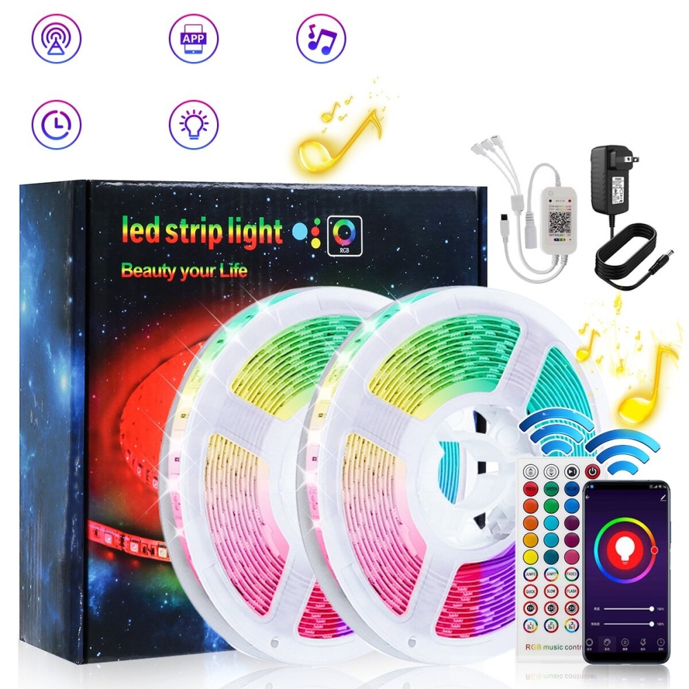 5/10/15/20M RGB LED Light Strip with 40Key Remote Control Cuttable Party  60LED/1M - 5M US Plug - Image 2