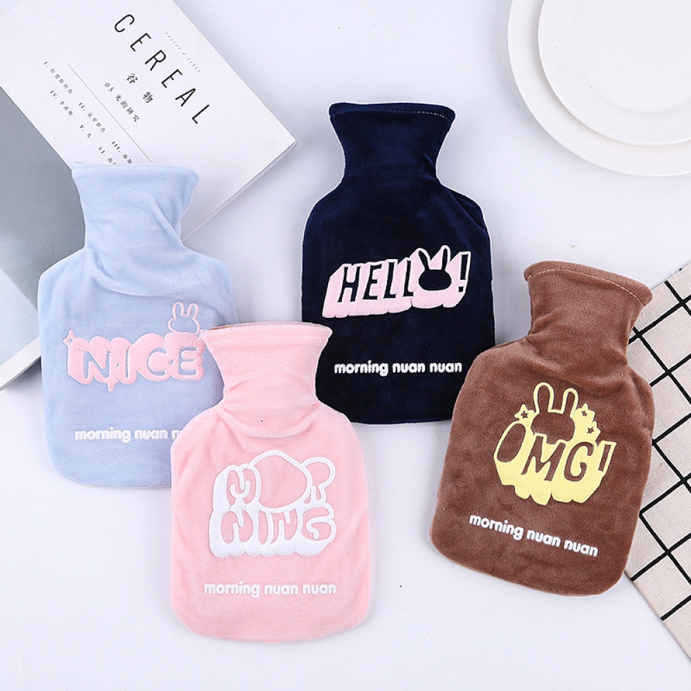 Portable Medium Size Cute Explosion-proof Hot Water Bottle Heating Bag Detachable Plush Coat Hand Warmers Mouse dark blue - Image 2