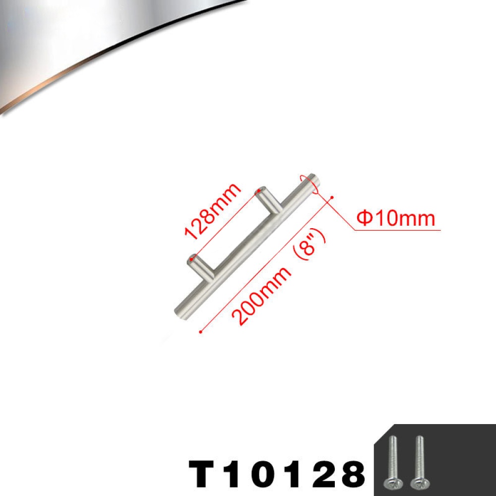 Door Drawer Kitchen Cabinet Bookcase Stainless Steel T Bar Handle Pulls Knobs Single Hole Double Point Fixed Handles 200mm