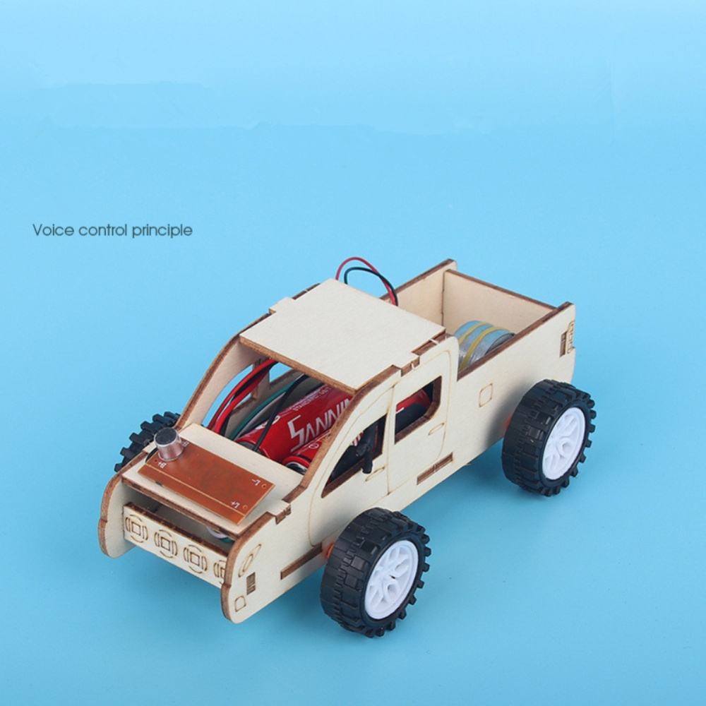 Wooden Voice-activated Car Diy Kit Scientific Experiment Toys Child Educational Props As shown - Image 2