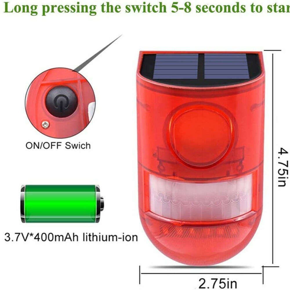 Outdoor Solar Alarm 4 Modes Multi-use Led Light Wireless Motion Sensor Detector solar warning light - Image 2