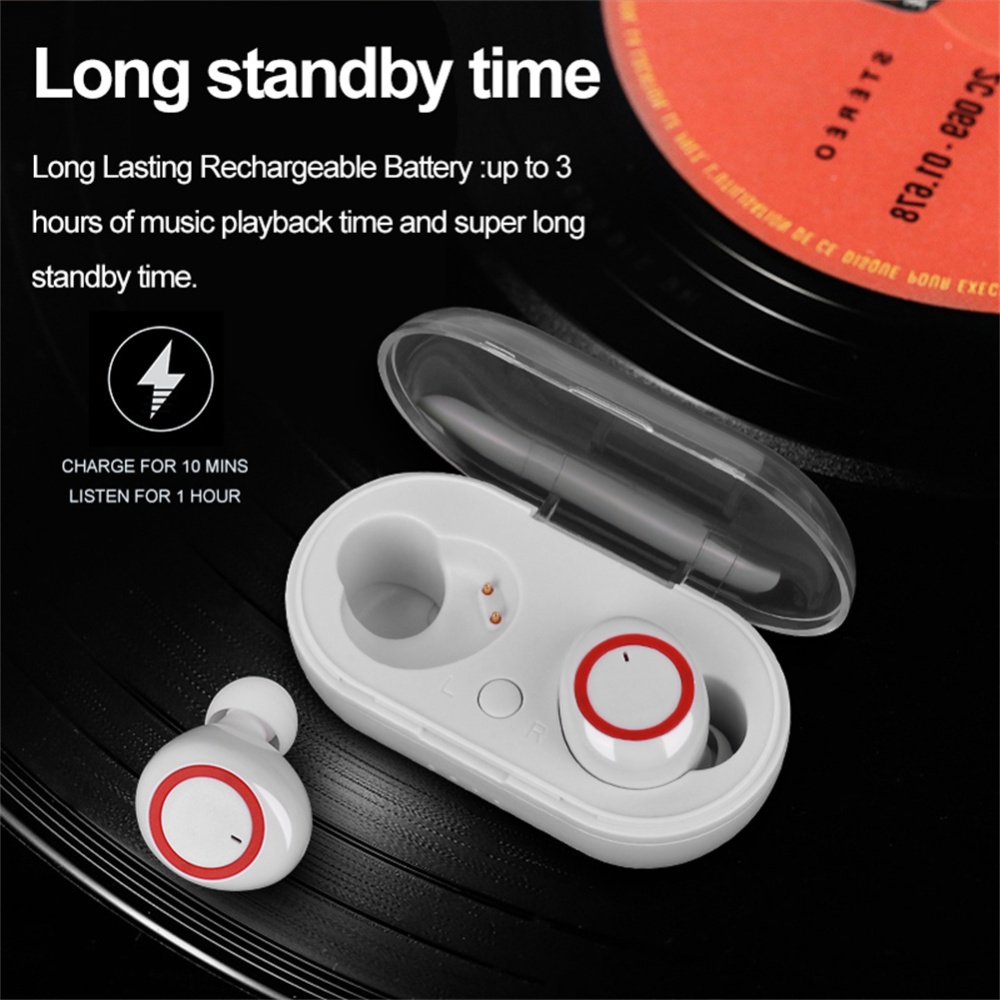 Tws Bluetooth-compatible 5.0 Wireless Stereo Earphone In-ear Noise Cancelling Waterproof Headphones Headset With Charging Case white red - Image 3