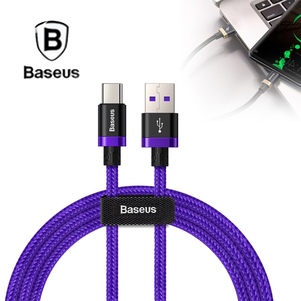 Original BASEUS Purple Gold Red HW Flash Charge Cable USB for Type-C 40W 1m Black gold_Black gold - Image 3