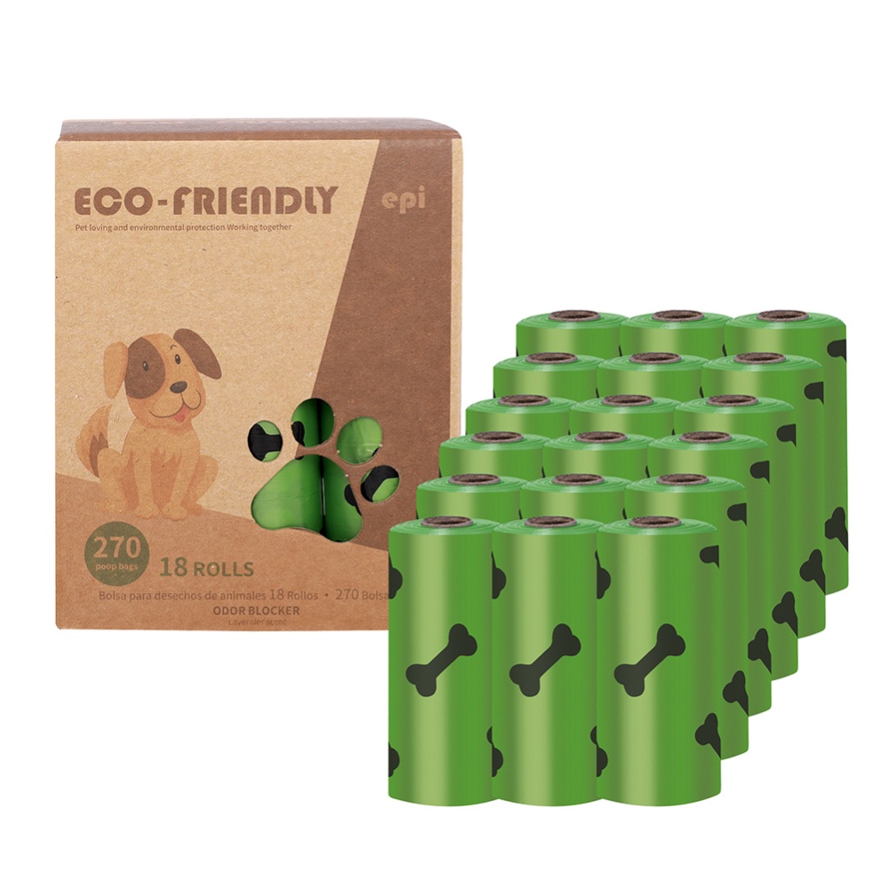 Dog Poop Bag Pet Picker Degradable Eco-friendly Waste Disposal Bags 18 rolls (environmental printing 1.5 ribbon fragrance) - Image 2