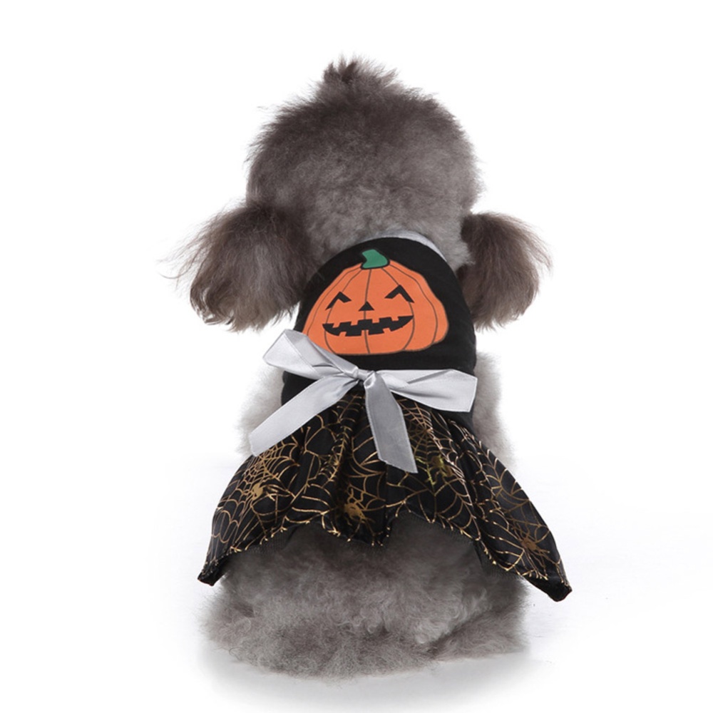 Halloween Dog Wizard Dress Pumpkin Pattern Christmas Cosplay Costume Spider Web_M