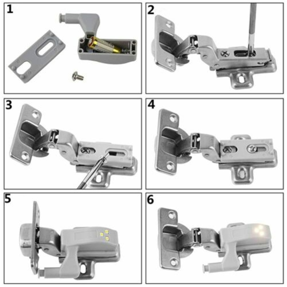 10pcs Cabinet Closet Hinge Led Sensor Light For Wardrobe Cupboard Kitchen Door Warm light-without battery-gray shell - Image 3