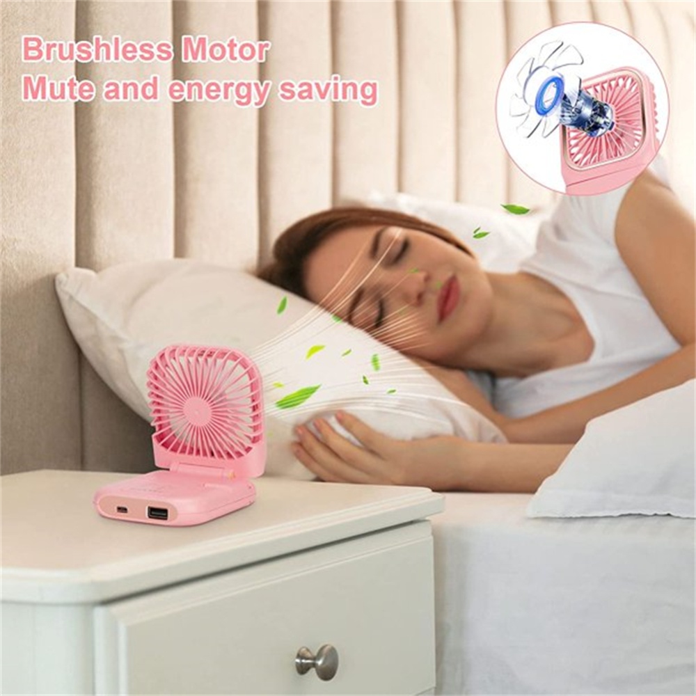 Handheld Mini Fan 3 Speed 180 Degree Rotating Rechargeable Portable Neck White - Image 2