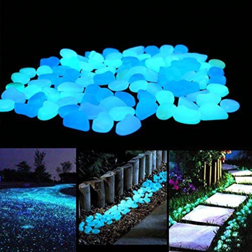 100pcs Glow In The Dark Garden Pebbles Stones For Yard Walkways Decor Luminous green - Image 3