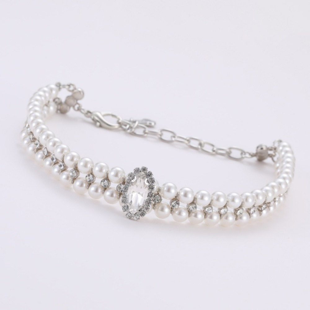 Pet Artificial Pearl Necklace Animals Jewelry Collars Pendants Supplies For Small Medium Cats Dogs XS:16.5CM+6CM