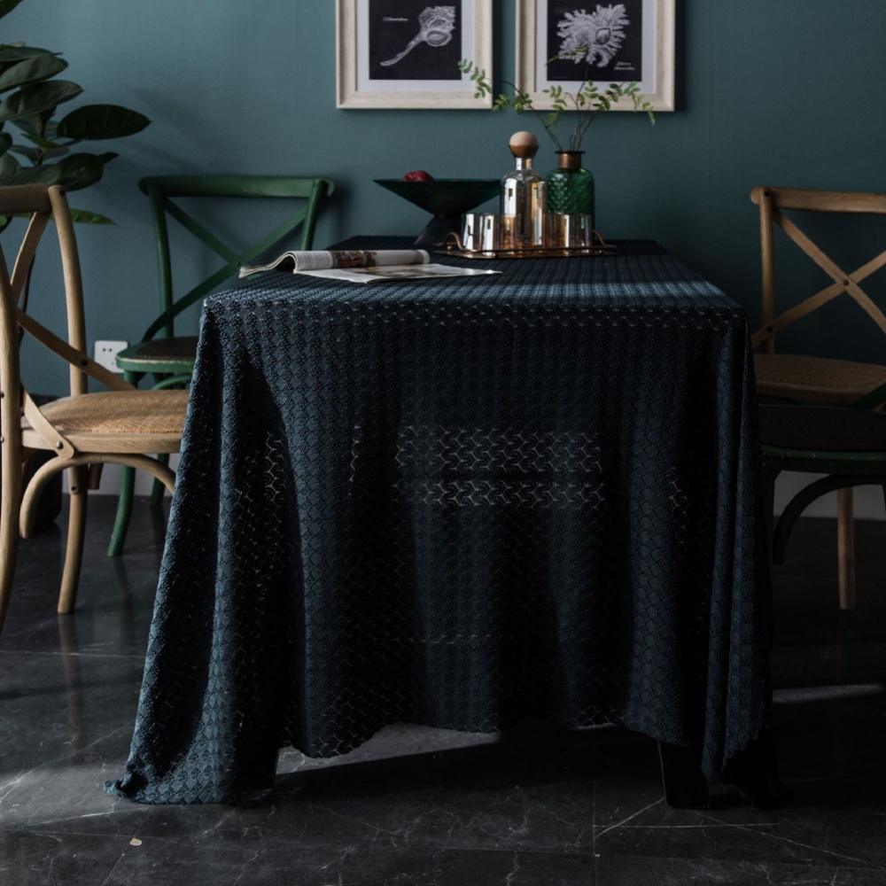 Retro Jacquard Lace Tablecloth Home Table Cover For Party Holiday Resturant Navy_150*150cm