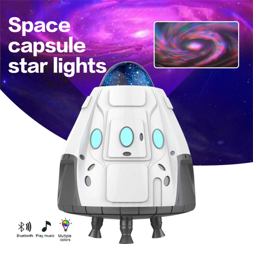 Space Capsule Star Projector Atmosphere Night Light Gypsophila Northern Lights Table Lamp Grey White - Image 2