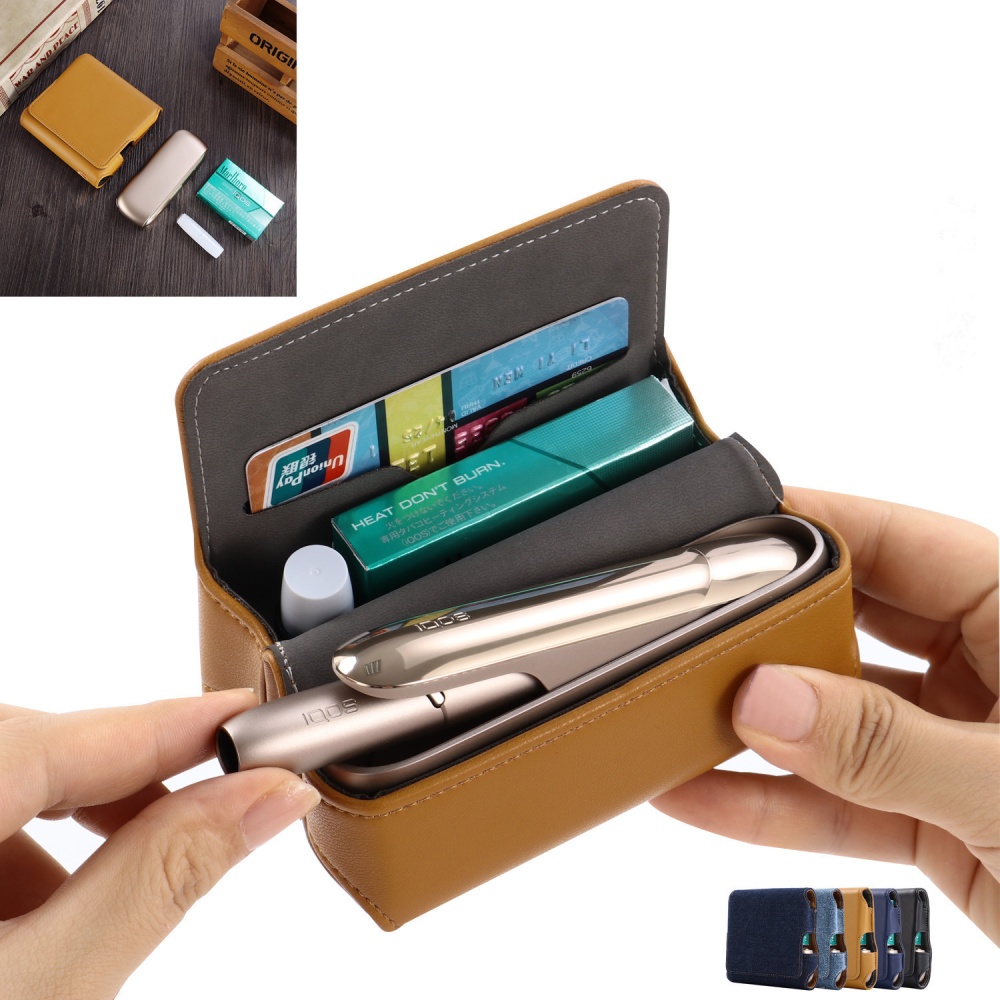 Magnetic Cover Compact Storage Box PU Leather Case for IQOS3.0 Electronic Cigarette with Card Slot Full Protection Shell Pocket black - Image 3