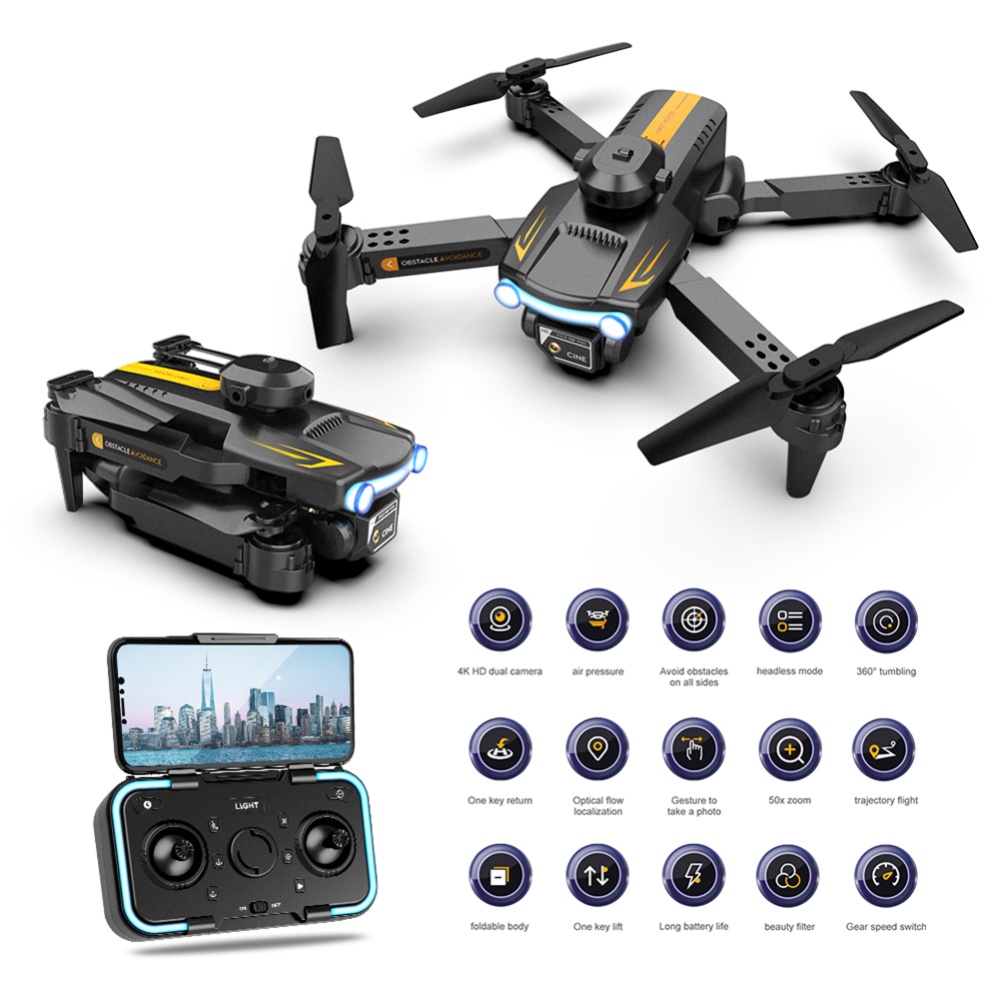 Mini Xt2 Drone 4k HD Dual Camera Four-side Obstacle Avoidance Foldable Quadcopter Child Dron Airplane Blue 1 battery - Image 2