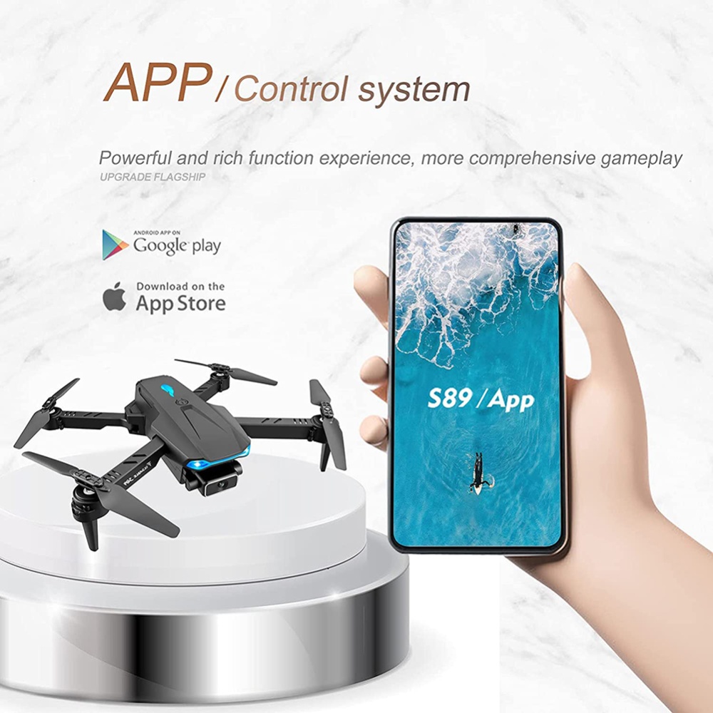 S89 Uav Hd 4k Aerial Photography Remote Control Quadcopter Dual Wifi Headless Mode Led Lights Folding Aircraft Model Toy For Boy Battery - Image 2