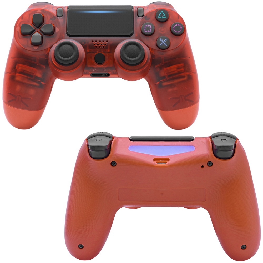 For PS4/Slim Controller Bluetooth 4.0 Mobile Gamepad with Light Bar Transparent red - Image 3