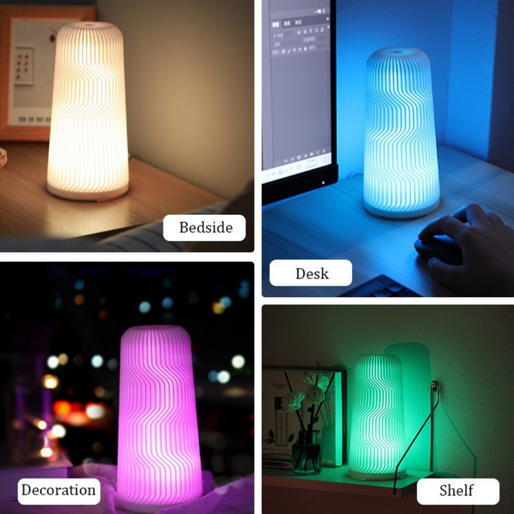 ZYS-3D Print Night Lamp USB Rechargeable LED Colorful Lights Home Decoration white - Image 2