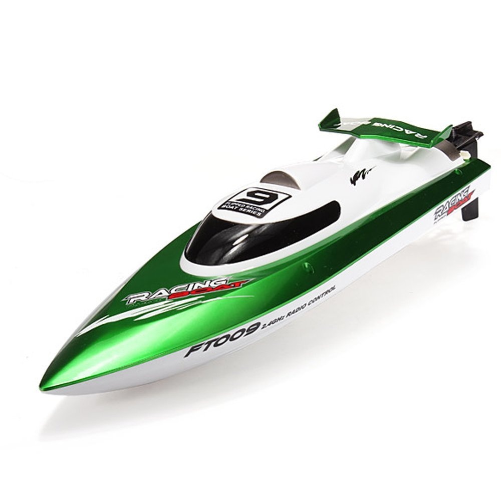 High Speed Racing Flipped RC Boat Electric Remote Control Speedboat Water Cooling Motor System FT009 2.4G 4CH Green