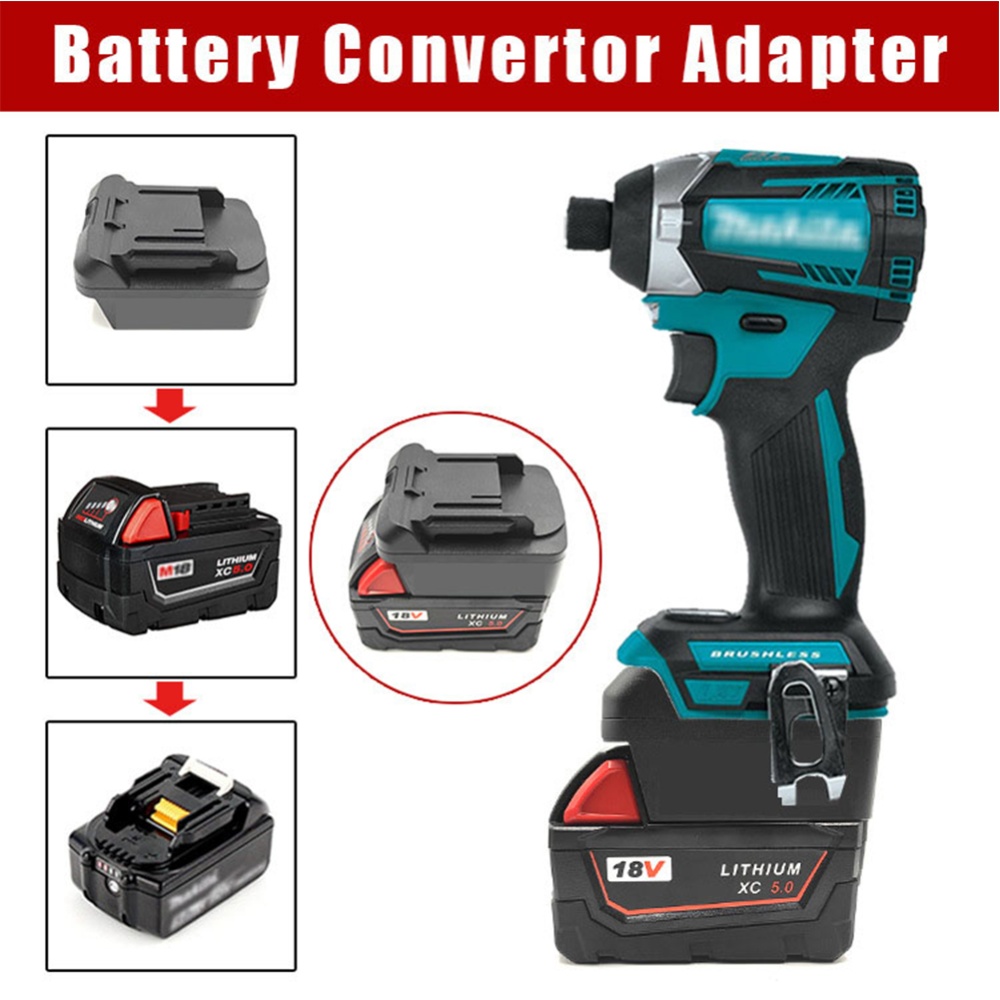 Battery Adapter Compatible for Milwaukee M18 18v Lithium Converter Black - Image 3