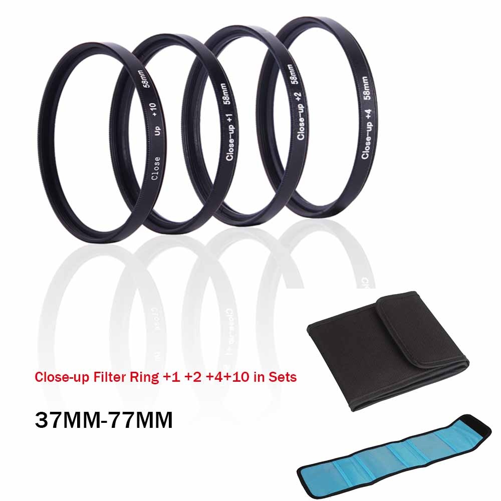 Close-up Filter Ring +1 +2 +4+10 in Sets for SLR / Digital Camera Camcorder 58MM