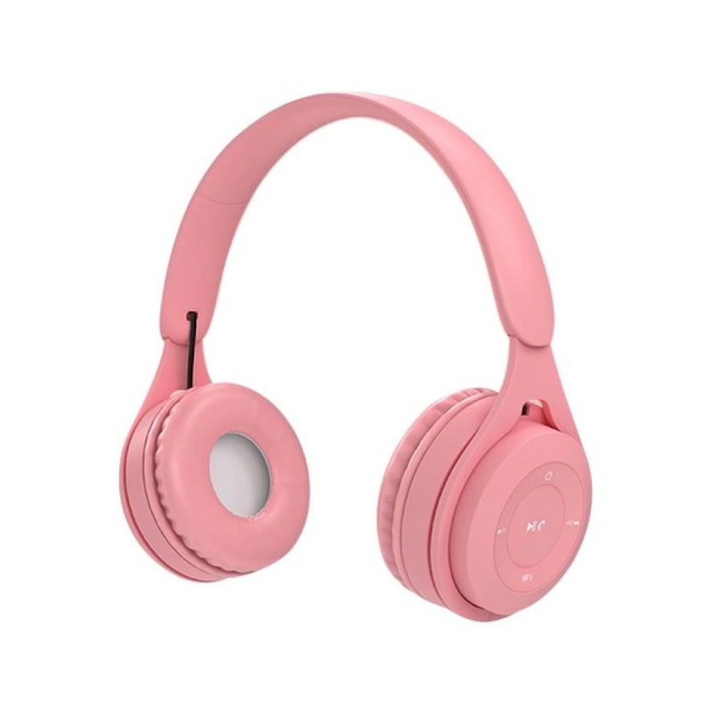 Bluetooth Wireless Headphones Macaron Color Hifi Music Auto Pairing Earphones Can Inserted TF Card Headsets Pink