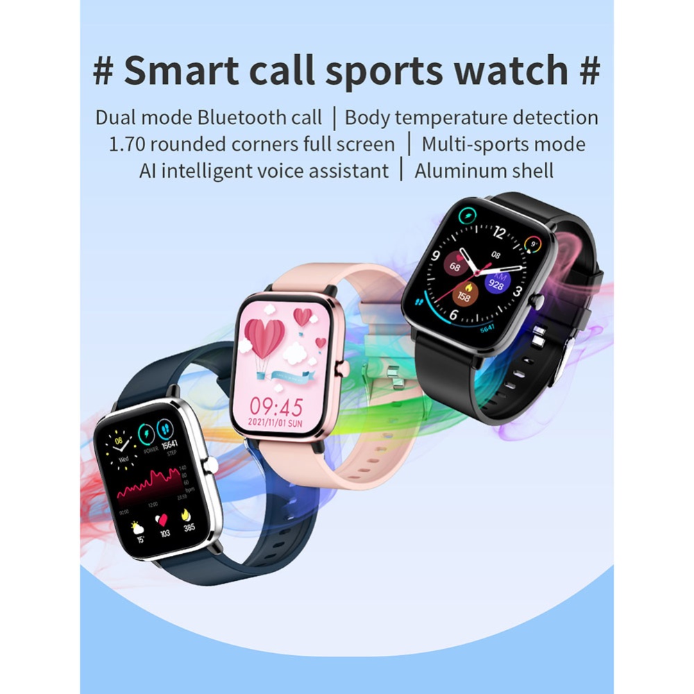 T45s Intelligent Watch Bluetooth-compatible Call Temperature Detection Heart Rate Blood Pressure Oximeter Sports Smartwatch black - Image 3