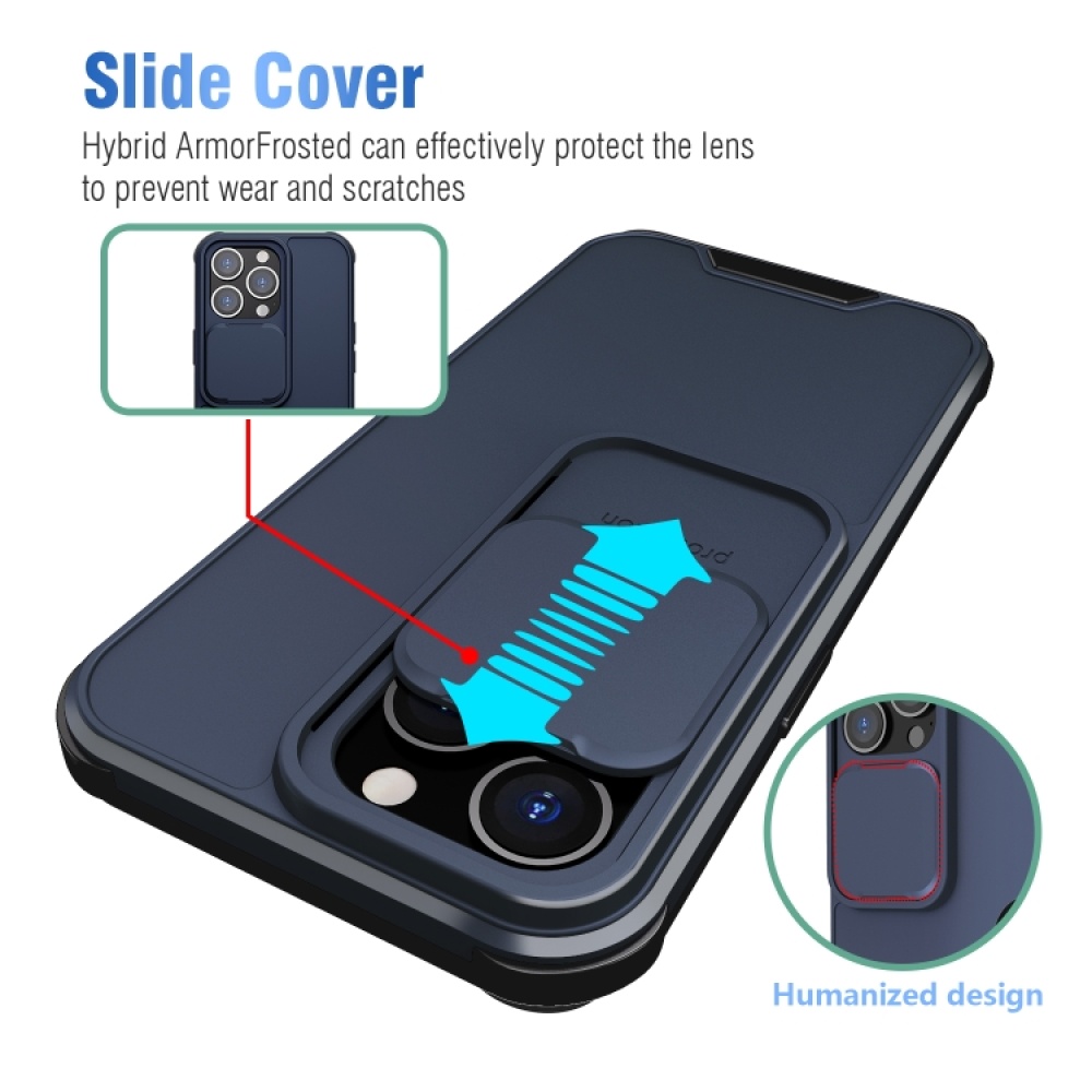 For iPhone 13 Pro Max Up and Down Sliding Camera Cover Design Shockproof TPU + PC Protective Case (Blue) - Image 2