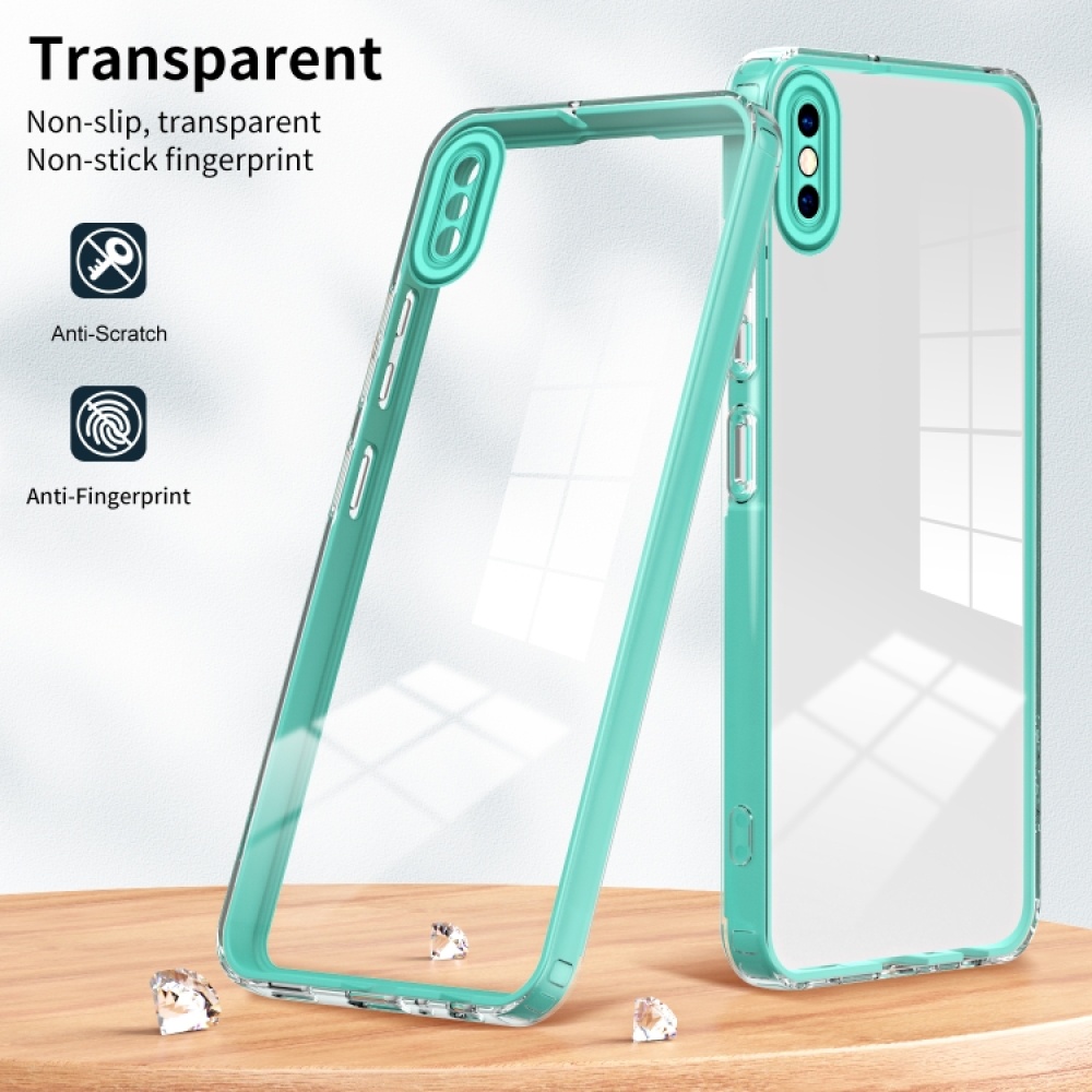 For iPhone XS Max 3 in 1 Clear TPU Color PC Frame Phone Case(Light Green) - Image 2