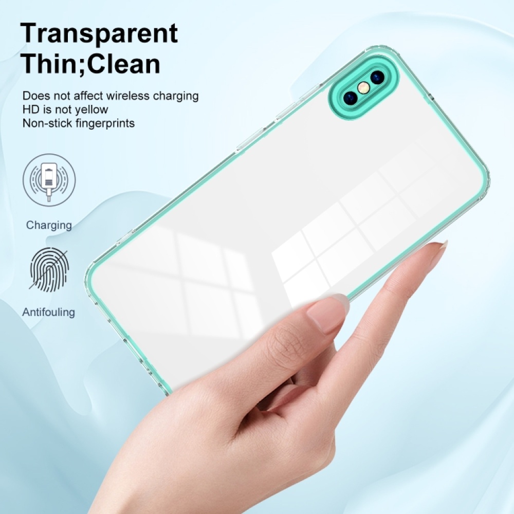 For iPhone XS Max 3 in 1 Clear TPU Color PC Frame Phone Case(Light Green) - Image 3