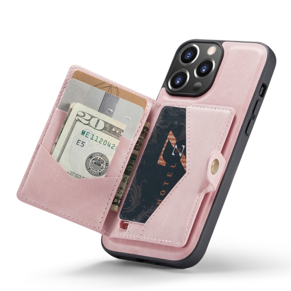 For iPhone 14 Pro JEEHOOD Retro Magnetic Detachable Leather Phone Case(Pink) - Image 3