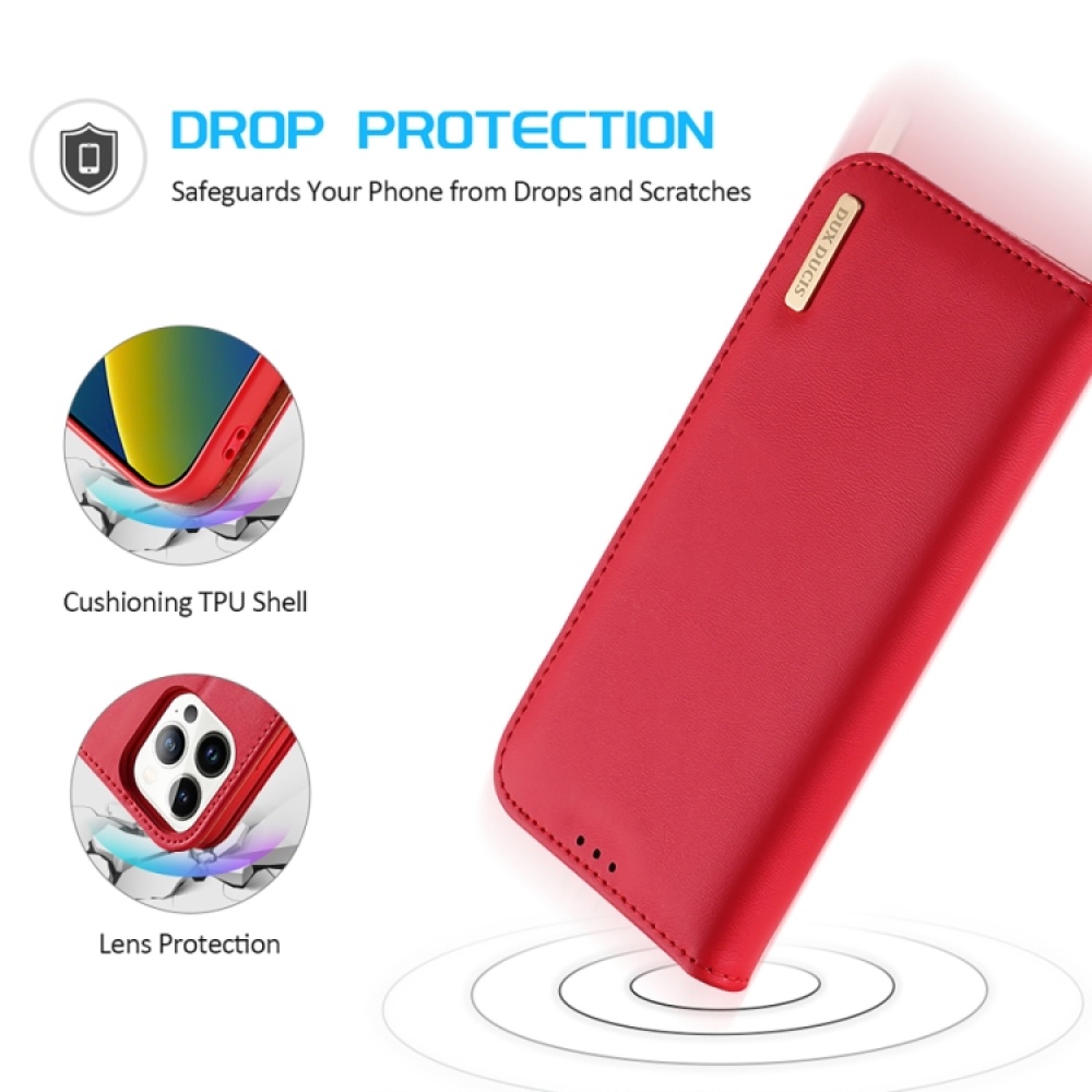 For iPhone 14 Pro DUX DUCIS Hivo Series Cowhide + PU + TPU Leather Case(Red) - Image 3