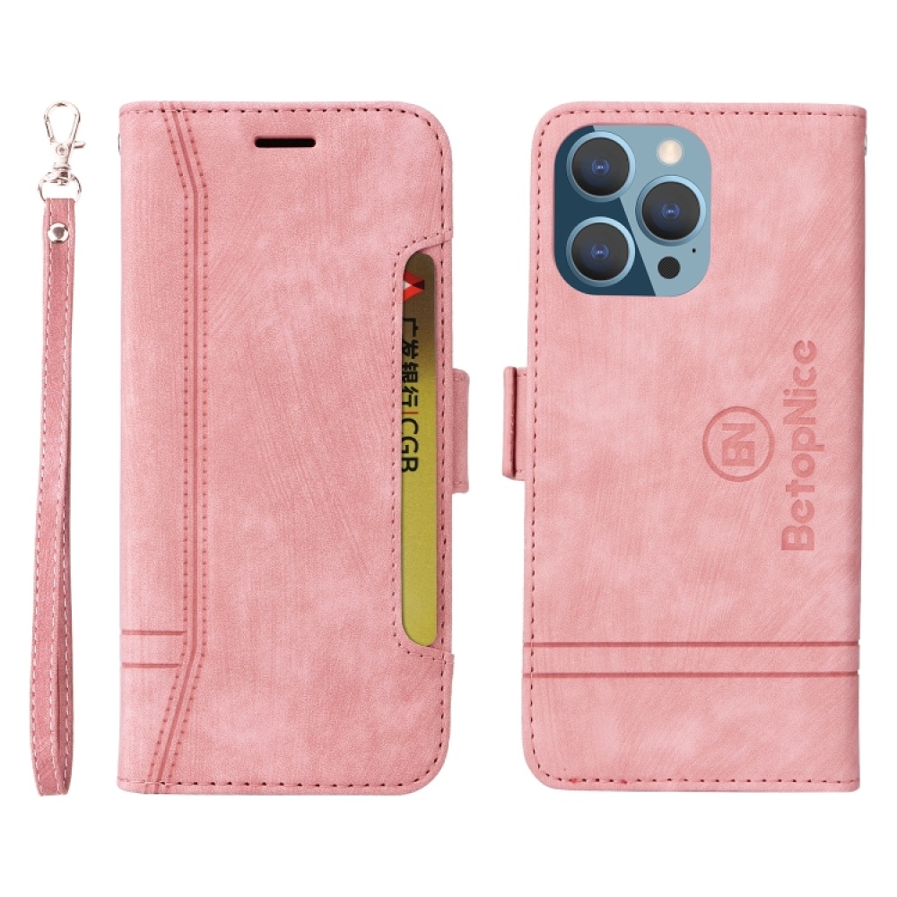 For iPhone 14 Pro Max BETOPNICE Dual-side Buckle Leather Phone Case(Pink) - Image 2