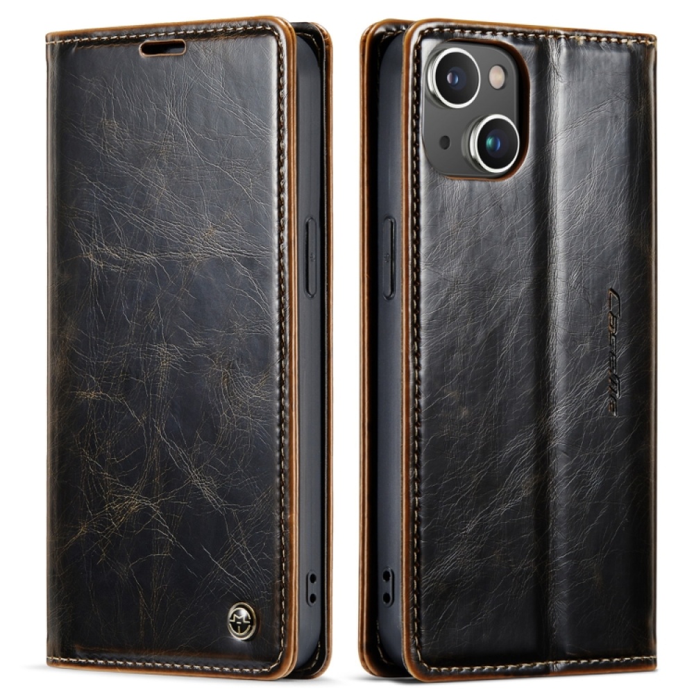 For iPhone 14 Plus CaseMe 003 Crazy Horse Texture Leather Phone Case(Coffee) - Image 2