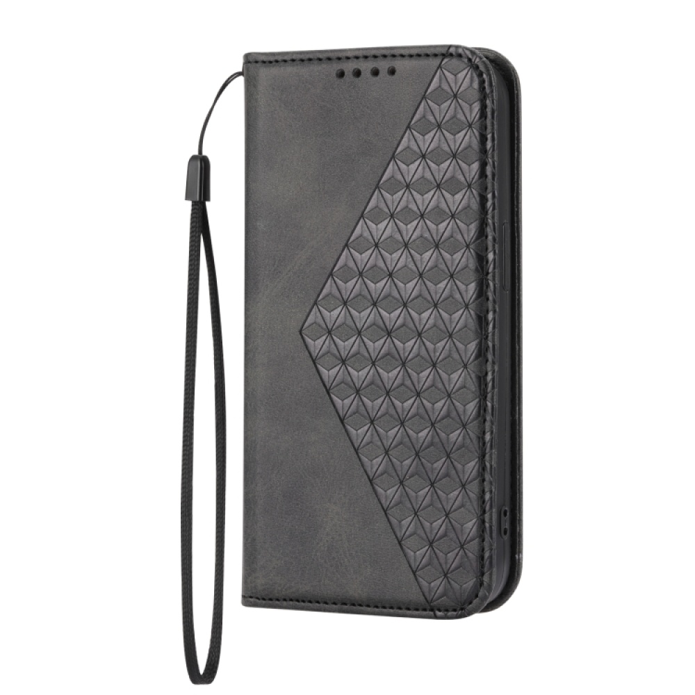 For iPhone XS Max Cubic Grid Calf Texture Magnetic Closure Leather Phone Case(Black) - Image 2