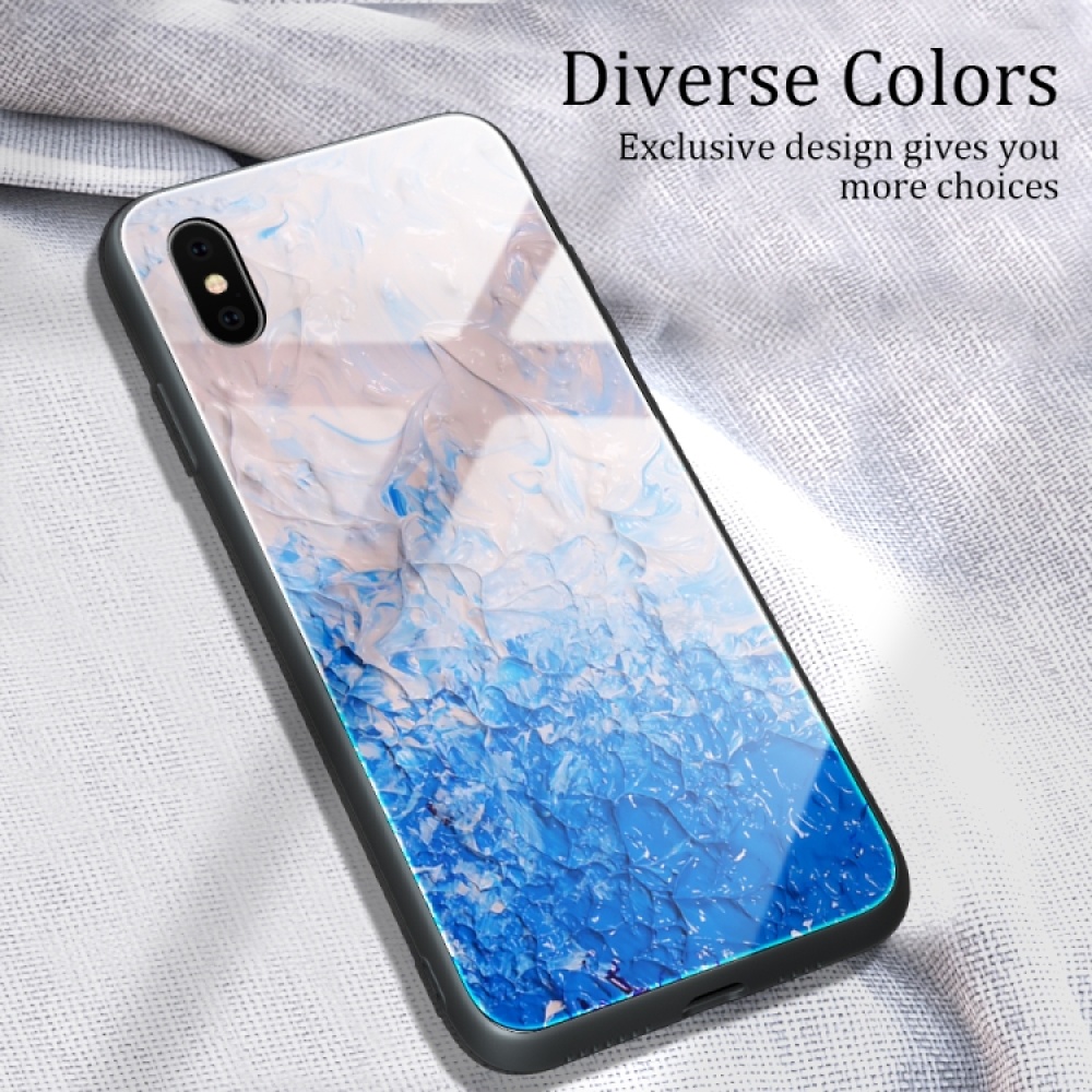 For iPhone X Marble Pattern Glass Protective Case(DL07) - Image 2