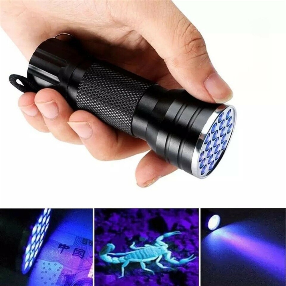 Light-weight Portable Uv Flashlight With Shoulder Strap Pet Urine Stain Detector Multi-functional Tools For Home Outdoor Activities Black