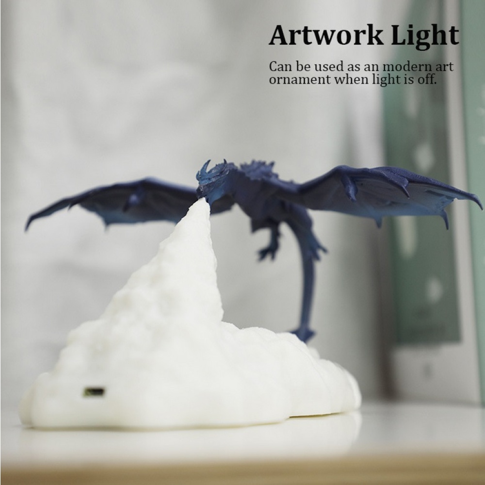 ZYS-3D Print Fiery Dragon Lamp Home Decor USB Charging Night Light monochrome - Image 2