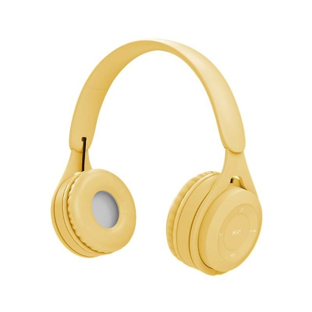 Bluetooth Wireless Headphones Macaron Color Hifi Music Auto Pairing Earphones Can Inserted TF Card Headsets yellow