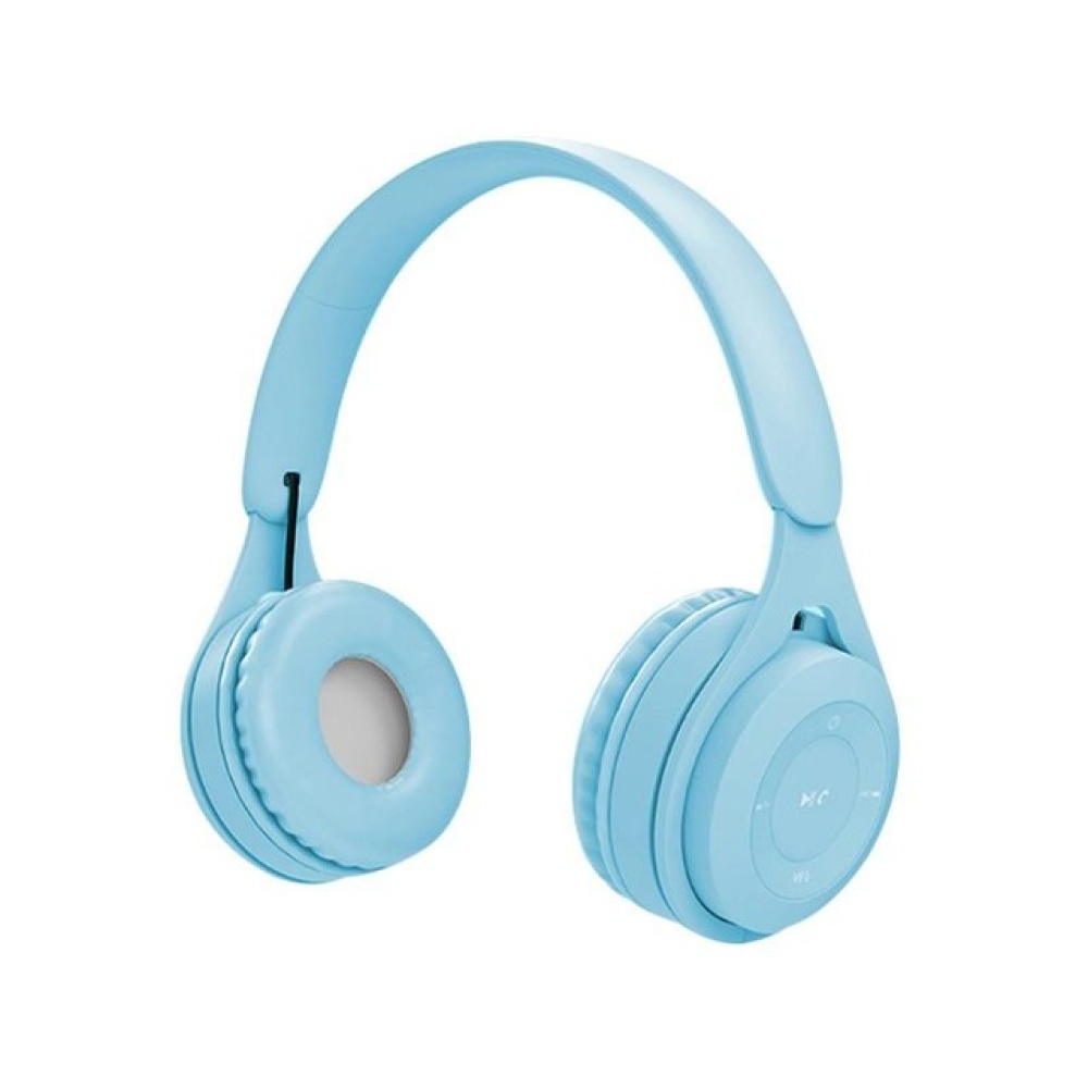 Bluetooth Wireless Headphones Macaron Color Hifi Music Auto Pairing Earphones Can Inserted TF Card Headsets blue