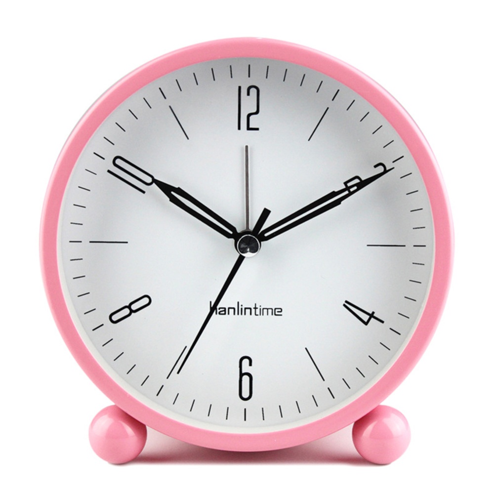 4 Inch Round Alarm Clock With Night Light Silent Large Digital Display Bedside pink - Image 2