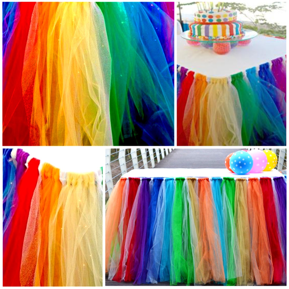 Tulle Table Skirts Cover Cloth for Girl Princess Party, Baby Shower, Slumber Wedding, Birthday Parties and Home Decoration-Beautiful, Eye Ca - Image 2