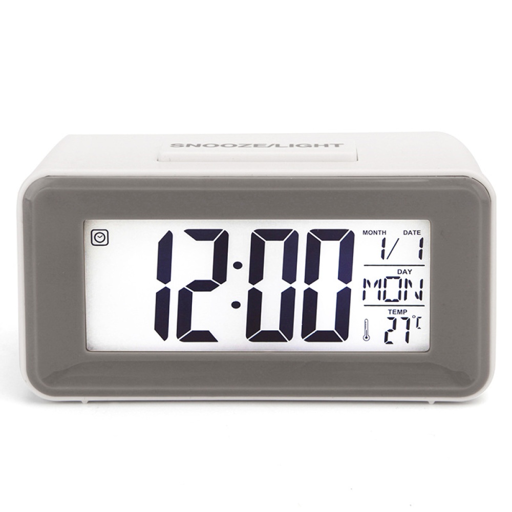 Alarm Clock Plastic Mini Smart Voice-activated Electronic With Digital Display gray