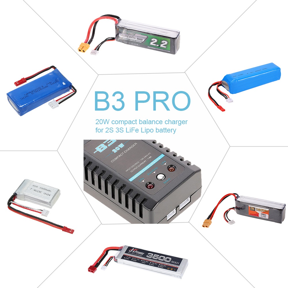 B3 20W 11.1V 2S- 3S Lipo Battery Balance Charger for RC Drone EU plug - Image 2