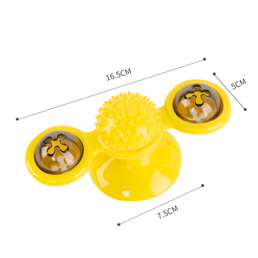 Pet Cat Dog Toy Turntable Windmill Ball Spinning Funny Interactive Massage Toys windmill toy-yellow