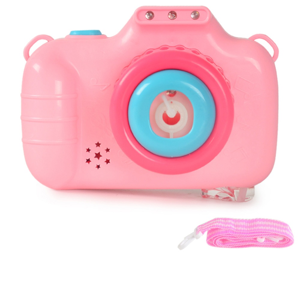 Children Bubble Maker Automatic Cute Cartoon Soap Machine Camera Toys Gifts for Kids and Girls Pink