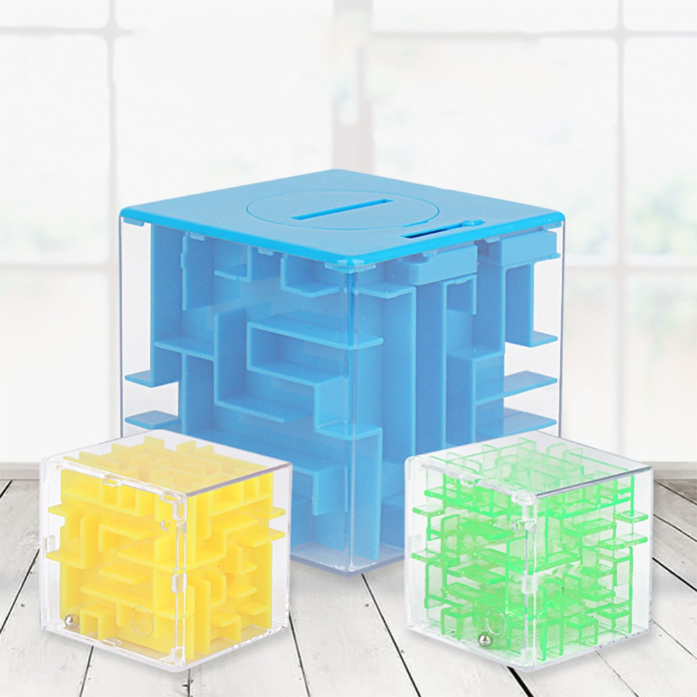 3d Cube Maze Money Bank Large Coin Collection Case Fun Brain Game Educational Toys For Children Random color - Image 2