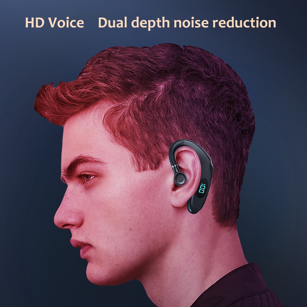 Bluetooth-compatible Headset Digital Display Sports Earhook Stereo Long Standby Wireless Headphones Black - Image 3